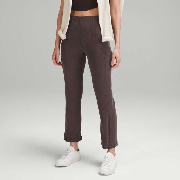 lululemon athletica Pants - Lululemon Women's Ribbed Softstreme Zip-Leg High-Rise Cropped Pant - Brown